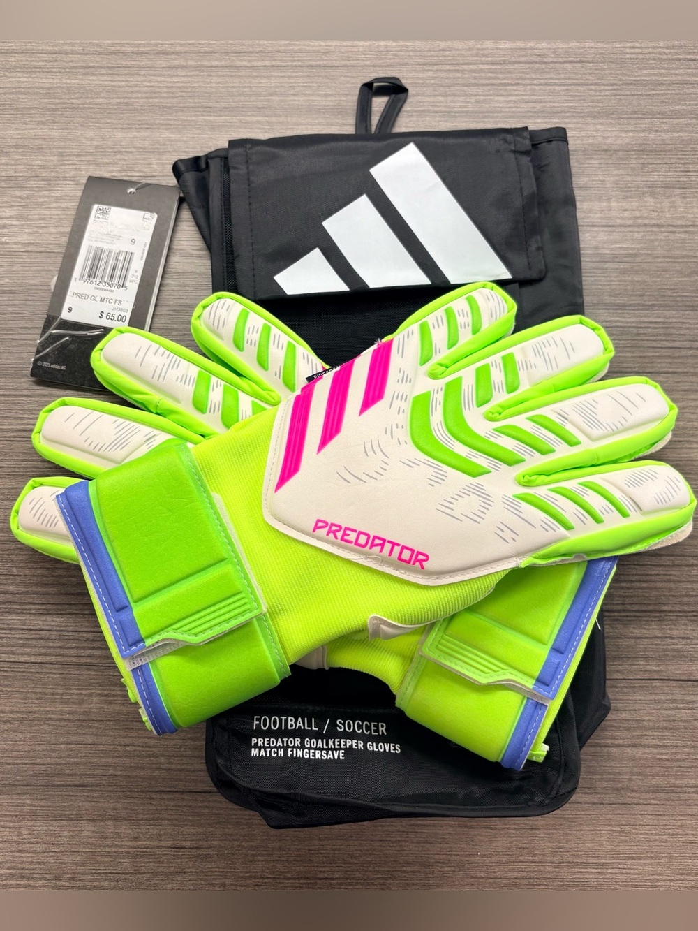 adidas Predator Match Goalkeeper Soccer Football Gloves Mens Size 9 Neon Green